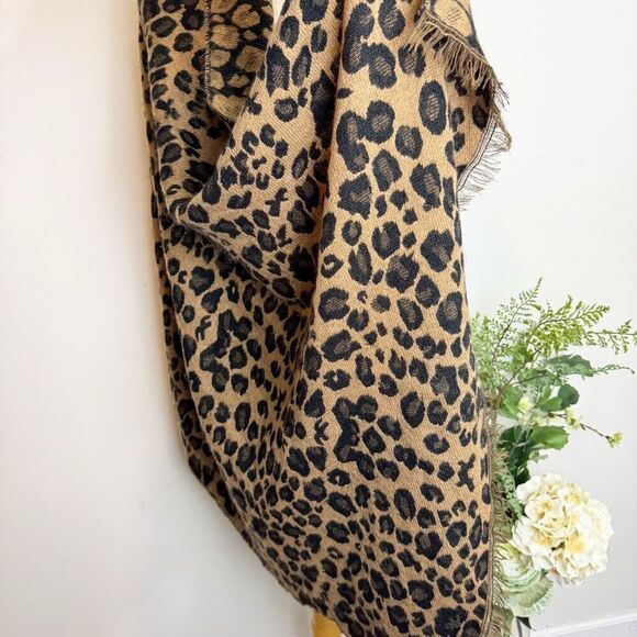 LEOPARD print shawl | soft long | 74” x 34 “ | cold weather scarf - Picture 3 of 6
